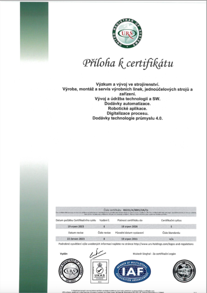 CERTIFIKÁT - ČSN EN ISO 9001